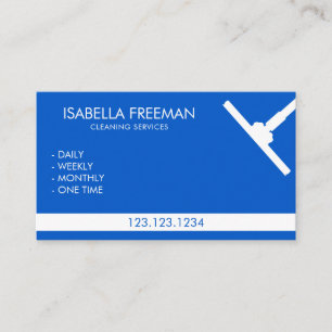 Carte De Visite Service simple de nettoyage ménager bleu et blanc