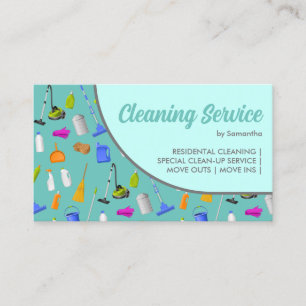 Carte De Visite Service turquoise de nettoyage de maison moderne G