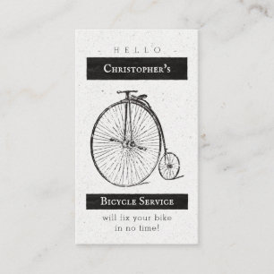 Carte De Visite Service vintage de réparation de vélos Noir Blan
