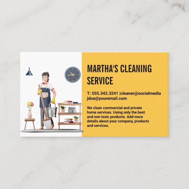 Carte De Visite Services à domicile | Une Femme Nettoyant La Maiso (Devant)