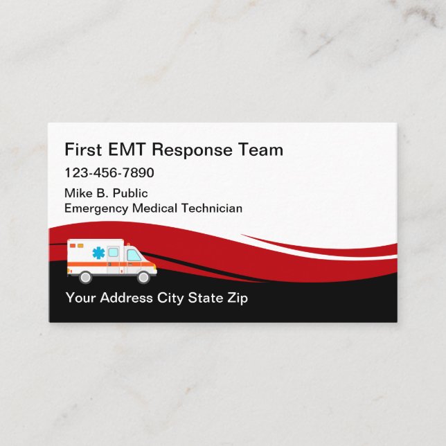 Carte De Visite Services ambulanciers EMT Médicales (Devant)