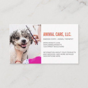 Carte De Visite Services animaux   Chien se faisant couper les che