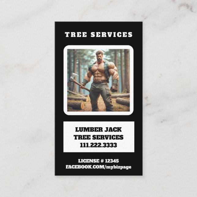 Carte De Visite *~* Services Arbre Bois Musculaire Jack Arbre QR (Devant)