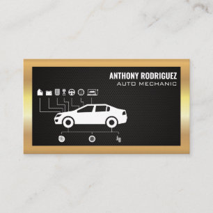 Carte De Visite Services Auto   Schéma   Bordure métallique