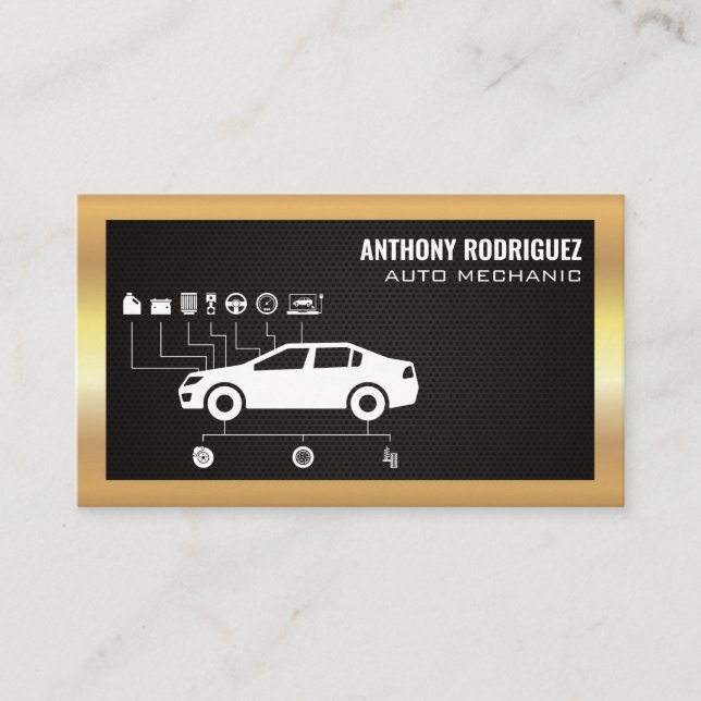 Carte De Visite Services Auto | Schéma | Bordure métallique (Devant)