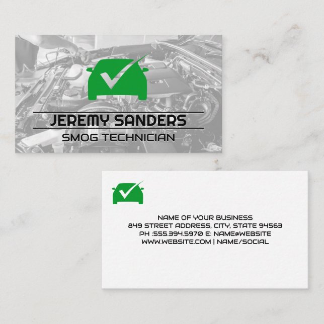 Carte De Visite Services Auto | Technicien mécanicien (Devant / Derrière)