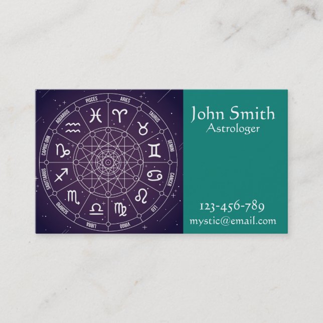 Carte De Visite Services aux entreprises d'astrologie d'astrologue (Devant)