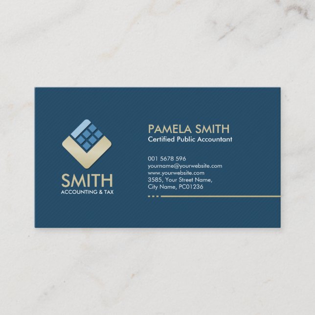 Carte De Visite Services comptables - Indigo Blue et Beige (Devant)