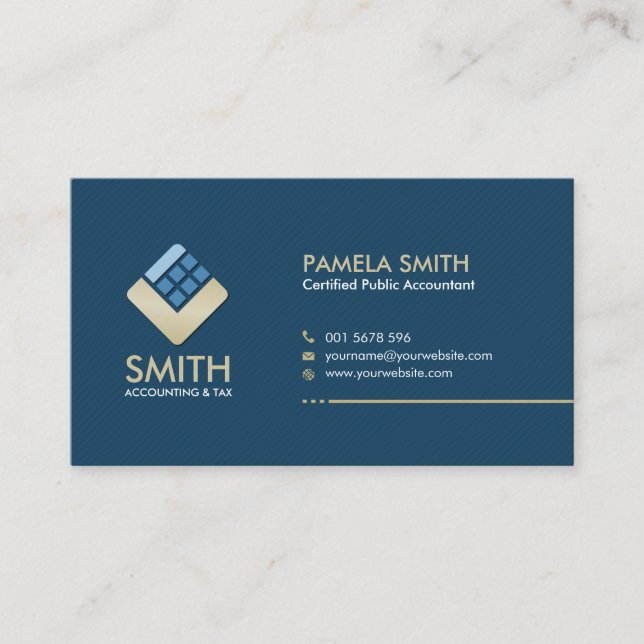 Carte De Visite Services comptables - Indigo Blue et Beige (Devant)
