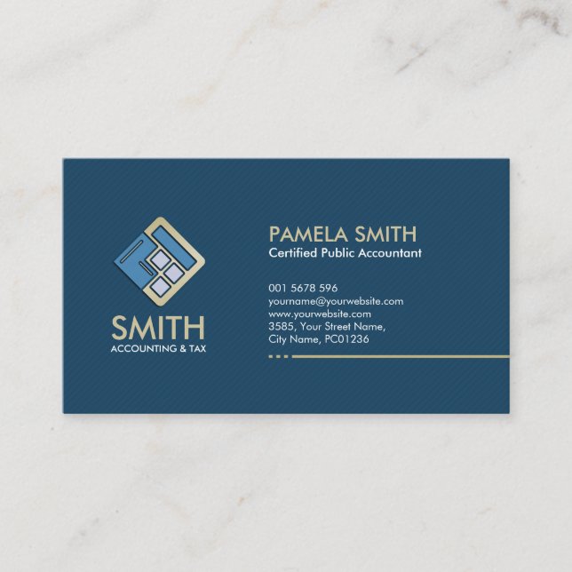 Carte De Visite Services comptables - Indigo Blue et Beige (Devant)