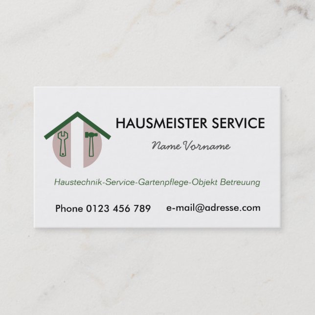 Carte De Visite Services d’entretien (Devant)