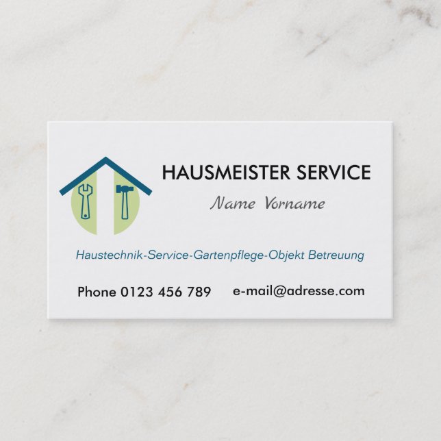 Carte De Visite Services d’entretien (Devant)
