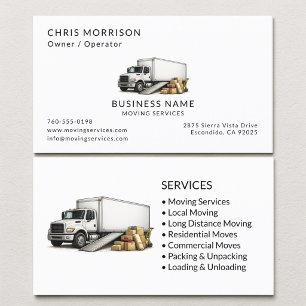 Carte De Visite Services de Camion de Déménagement Professionnel