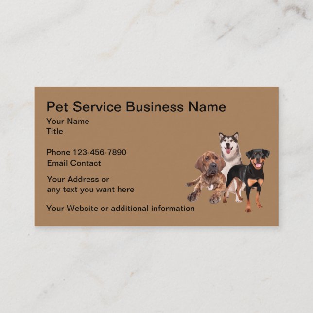 Carte De Visite Services de chien pour animaux familiers simples (Devant)