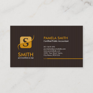 Carte De Visite Services de comptabilité Monogramme - Brown et jau