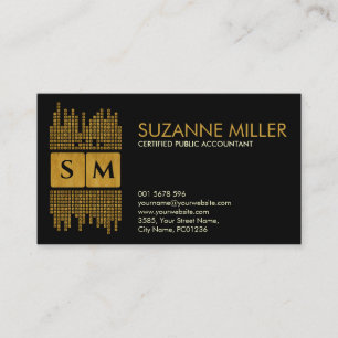 Carte De Visite Services de comptabilité Monogramme - Noir et Or