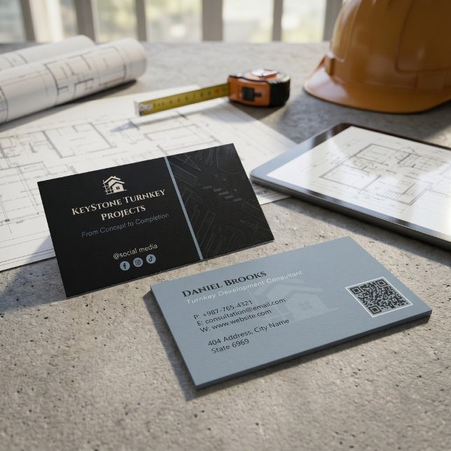 Carte De Visite Services de construction clé en main | Minimaliste (Créateur téléchargé)