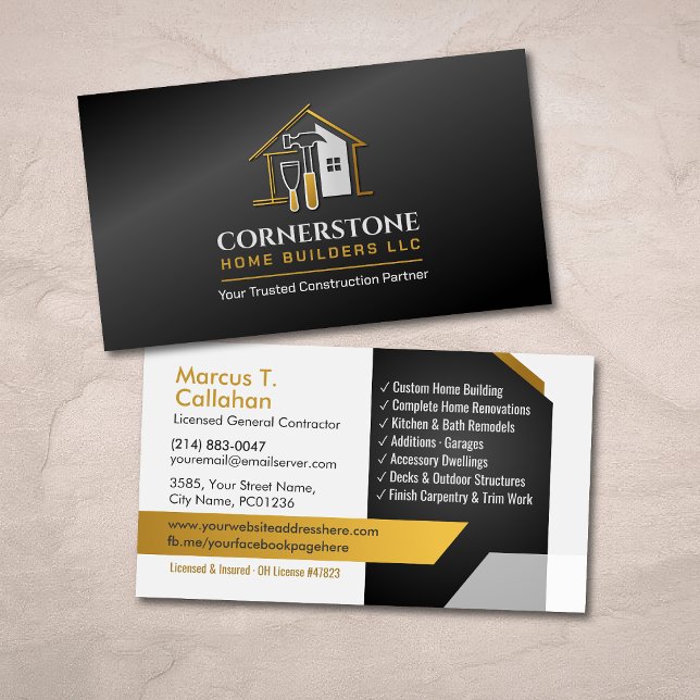 Carte De Visite Services de construction de contracteur général (Créateur téléchargé)