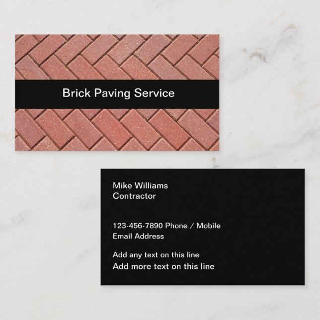 Carte De Visite Services de construction de pavage (Devant / Derrière)