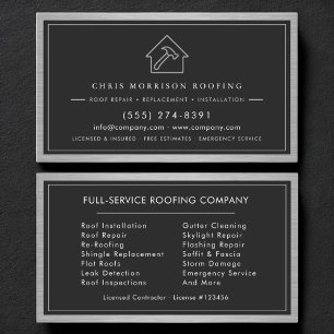 Carte De Visite Services de construction de toiture en noir et arg
