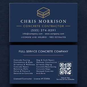 Carte De Visite Services de construction en béton Code QR