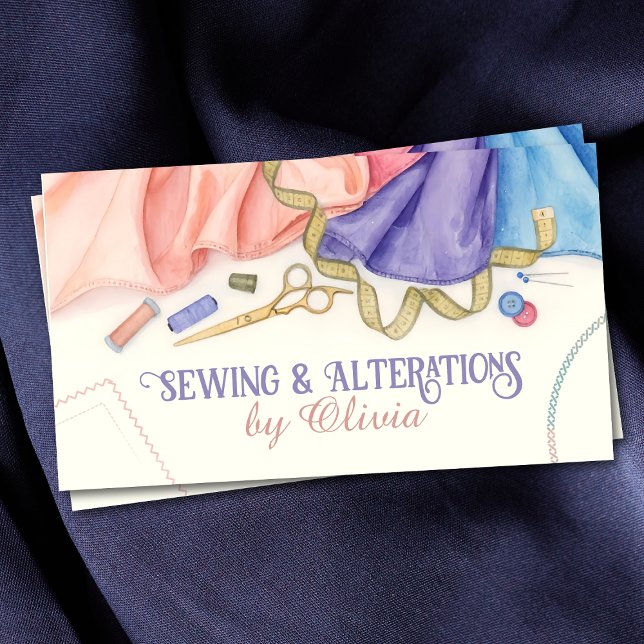 Carte De Visite Services de couture et de modification - Aquarelle (Créateur téléchargé)