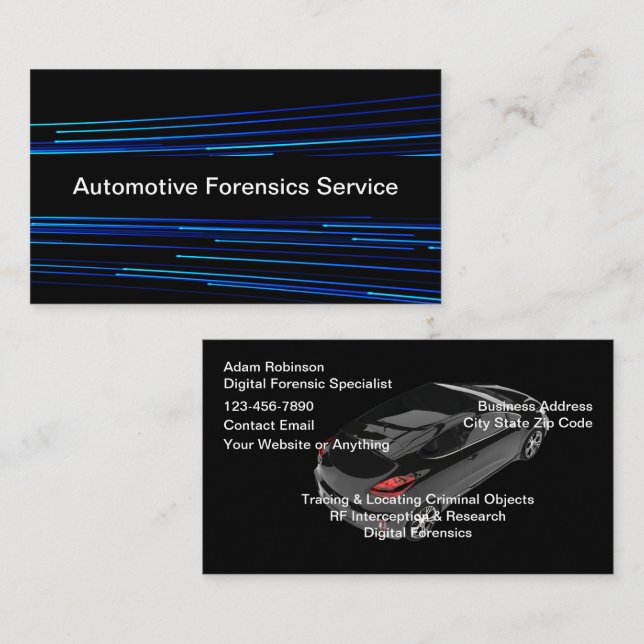 Carte De Visite Services de criminalistique numérique automobile (Devant / Derrière)
