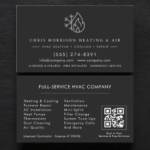 Carte De Visite Services de CVC Code QR Noir Argent