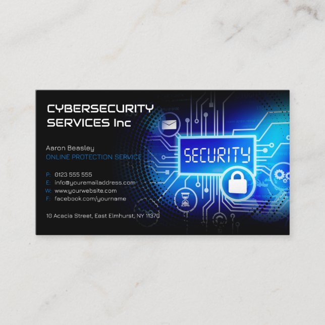 Carte De Visite Services de cybersécurité | SERVICE DE PROTECTION  (Devant)