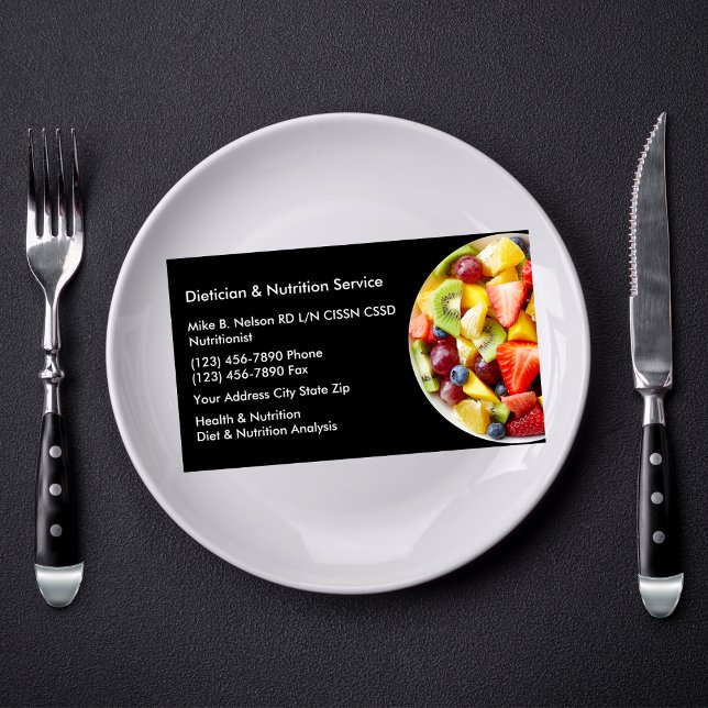 Carte De Visite Services De Diététiste Et De Nutrition (Créateur téléchargé)