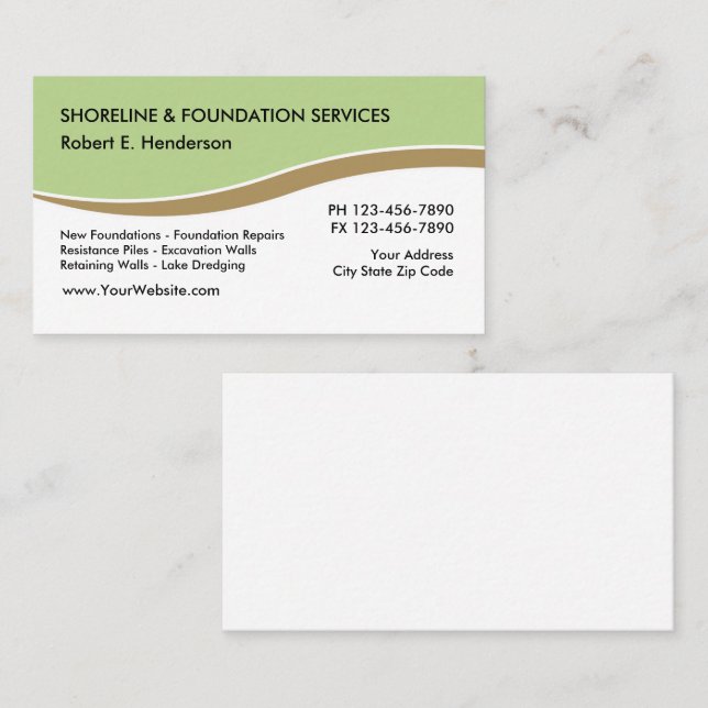 Carte De Visite Services de fondation (Devant / Derrière)