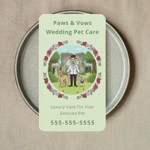 Carte De Visite Services de garde d'animaux de mariage floraux