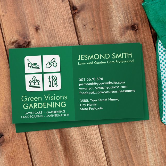 Carte De Visite Services de jardinage - icônes blanches (Créateur téléchargé)