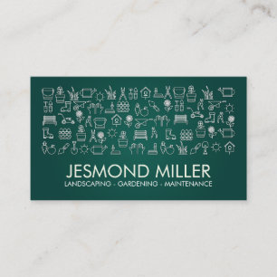 Carte De Visite Services de jardinage - icônes blanches sur vert é