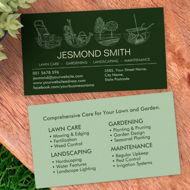Carte De Visite Services de jardinage - Illustration d'art en lign (Créateur téléchargé)