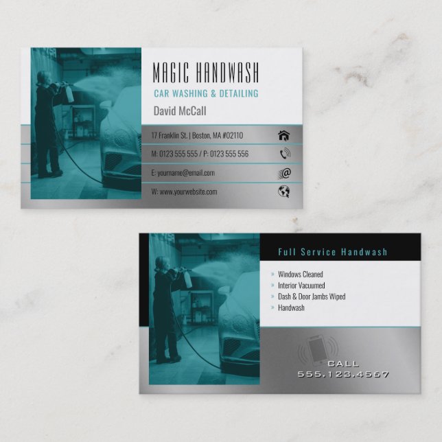 Carte De Visite Services de lavage à main | Lavage de voiture (Devant / Derrière)