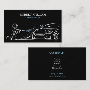 Carte De Visite Services de lavage de voiture noir moderne Détails