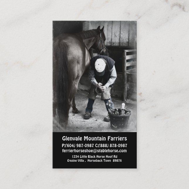 Carte De Visite Services de maréchal-ferrant de cheval - équilibre (Devant)