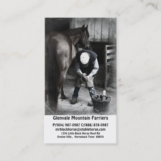 Carte De Visite Services de maréchal-ferrant de cheval - équilibre (Devant)