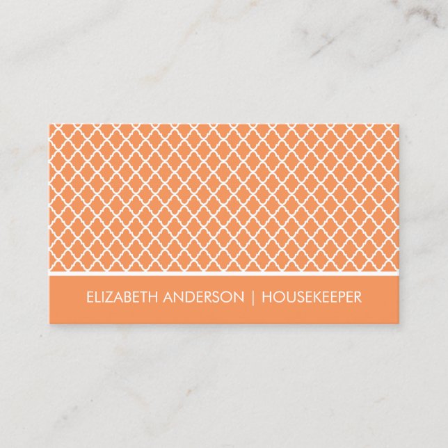 Carte De Visite Services de ménage de quatrefoil orange élégant (Devant)