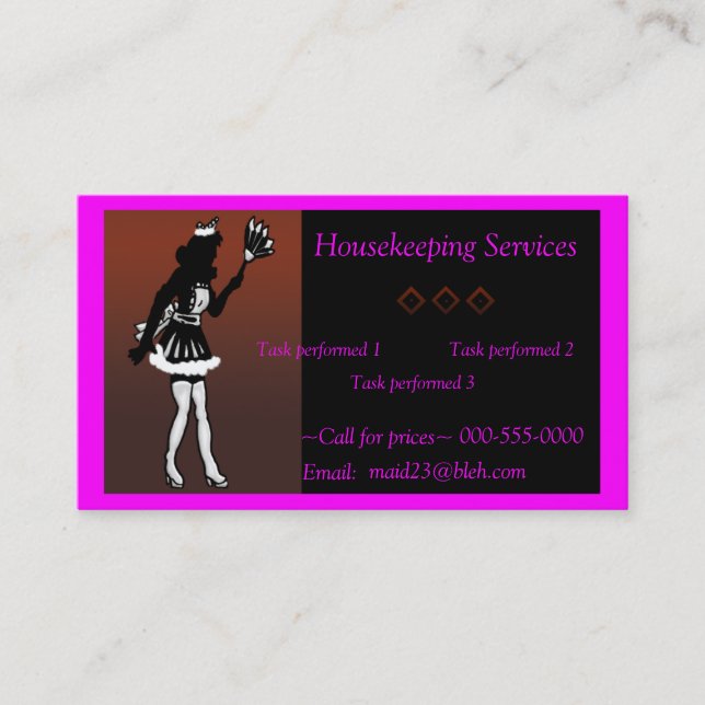 Carte De Visite services de ménage/domestique (Devant)