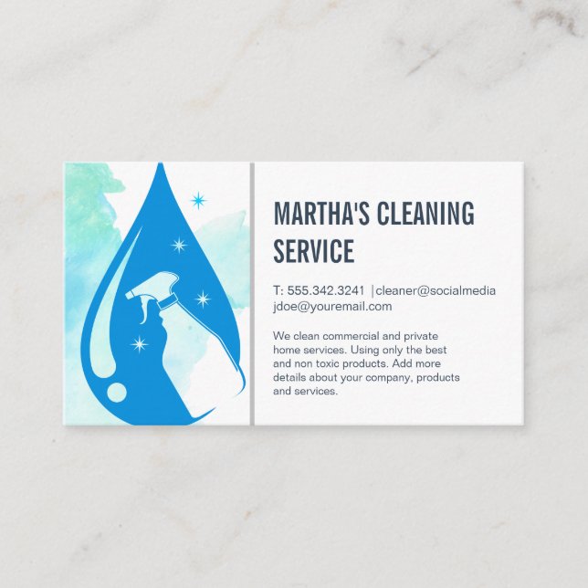Carte De Visite Services de nettoyage | Bouteille Spray (Devant)