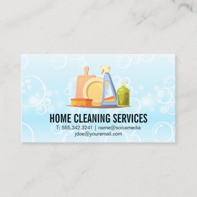 Carte De Visite Services de nettoyage | Bulles de savon (Devant)