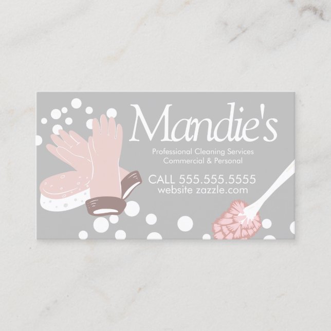 Carte De Visite Services de nettoyage Bulles Fournitures roses (Devant)