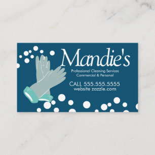 Carte De Visite Services de nettoyage Bulles Gants Bleus