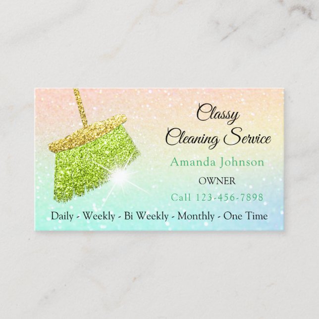 Carte De Visite Services de nettoyage classique Holographe Ombre P (Devant)