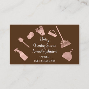 Carte De Visite Services de nettoyage classique Logo Gold Maid Ros