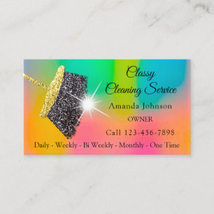 Carte De Visite Services de nettoyage classique Ombre Pink Gold Pa