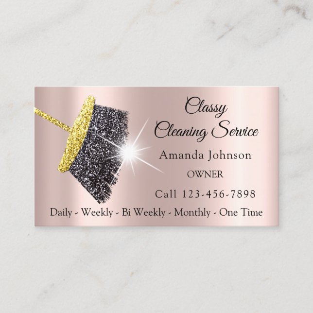 Carte De Visite Services de nettoyage classique Rose Parties scint (Devant)