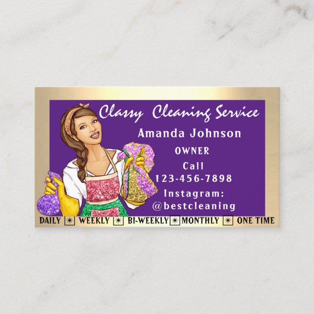Carte De Visite Services De Nettoyage De Bureau De Maison Classiqu (Devant)